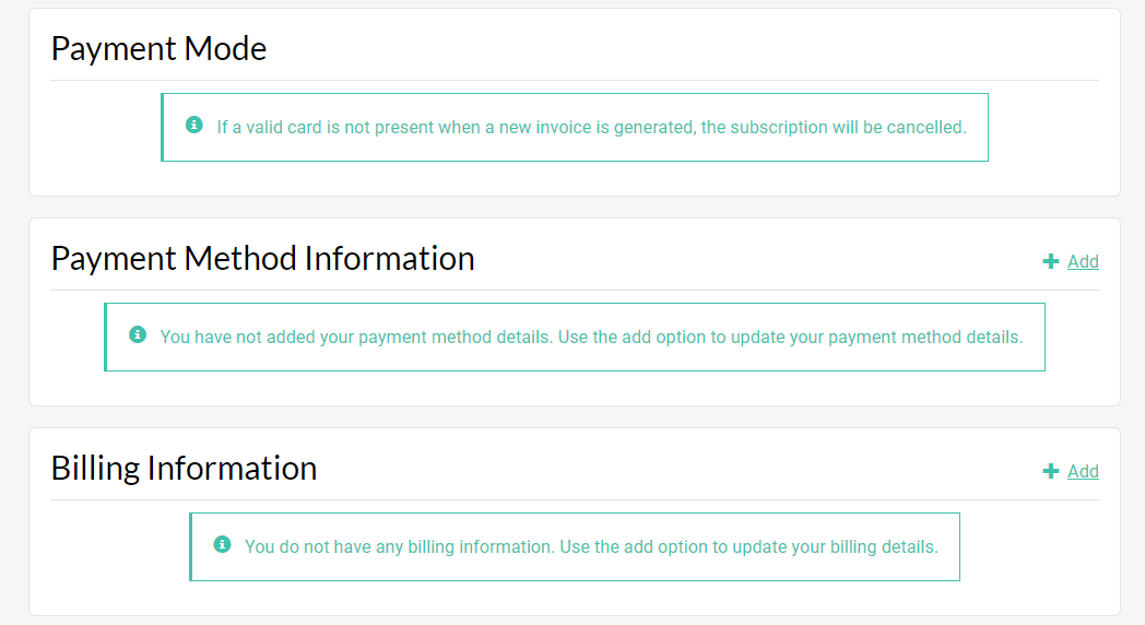 billing information setup