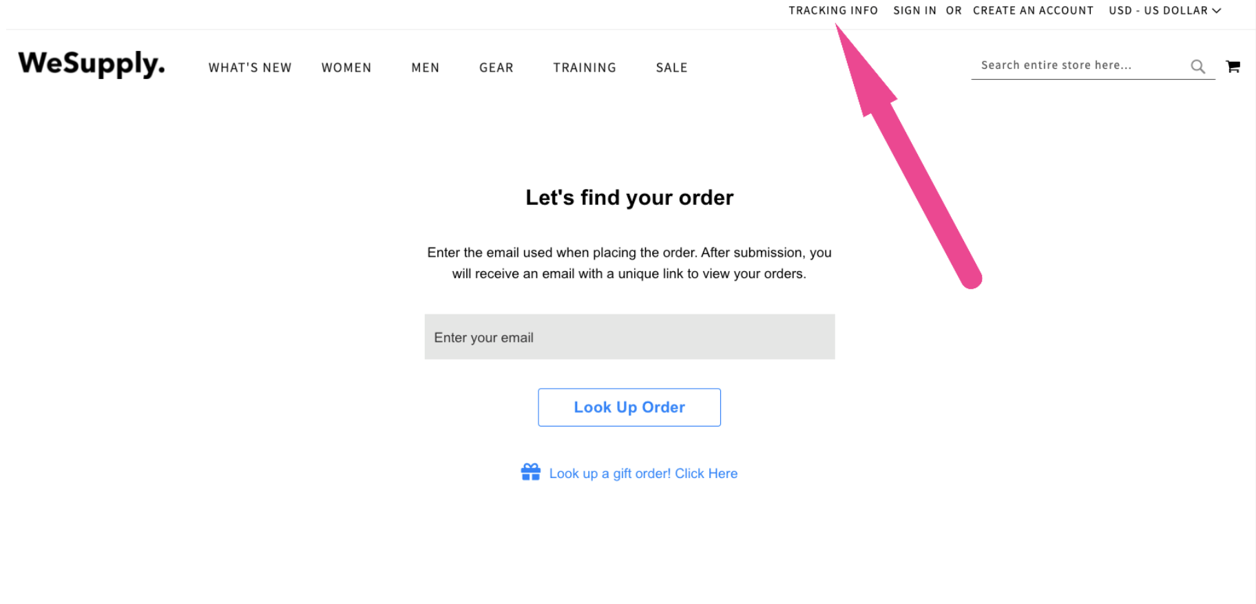 order tracking link website
