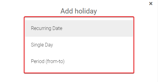Add Holiday choices
