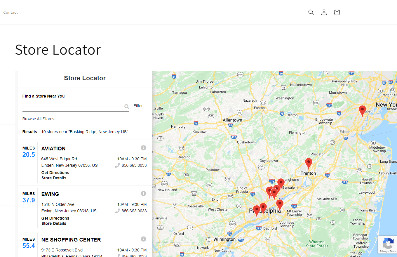 Store Locator Page Preview