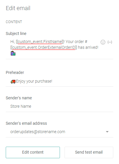 Example Shipment Delivered Notification