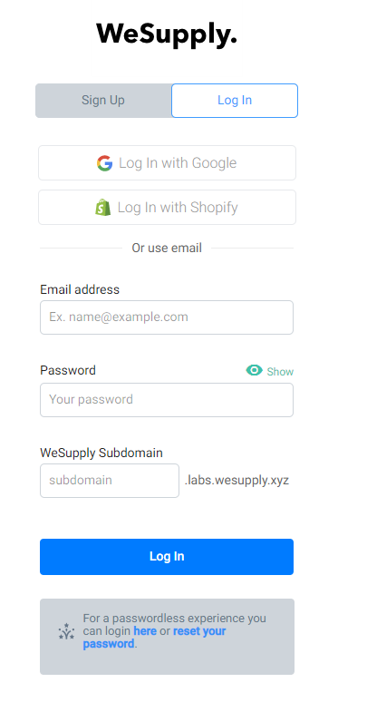 sign in manually password